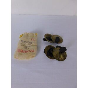 Turquoise Oriental Brass Crotales Finger Cymbals Size A Lightweight Belly Dance
